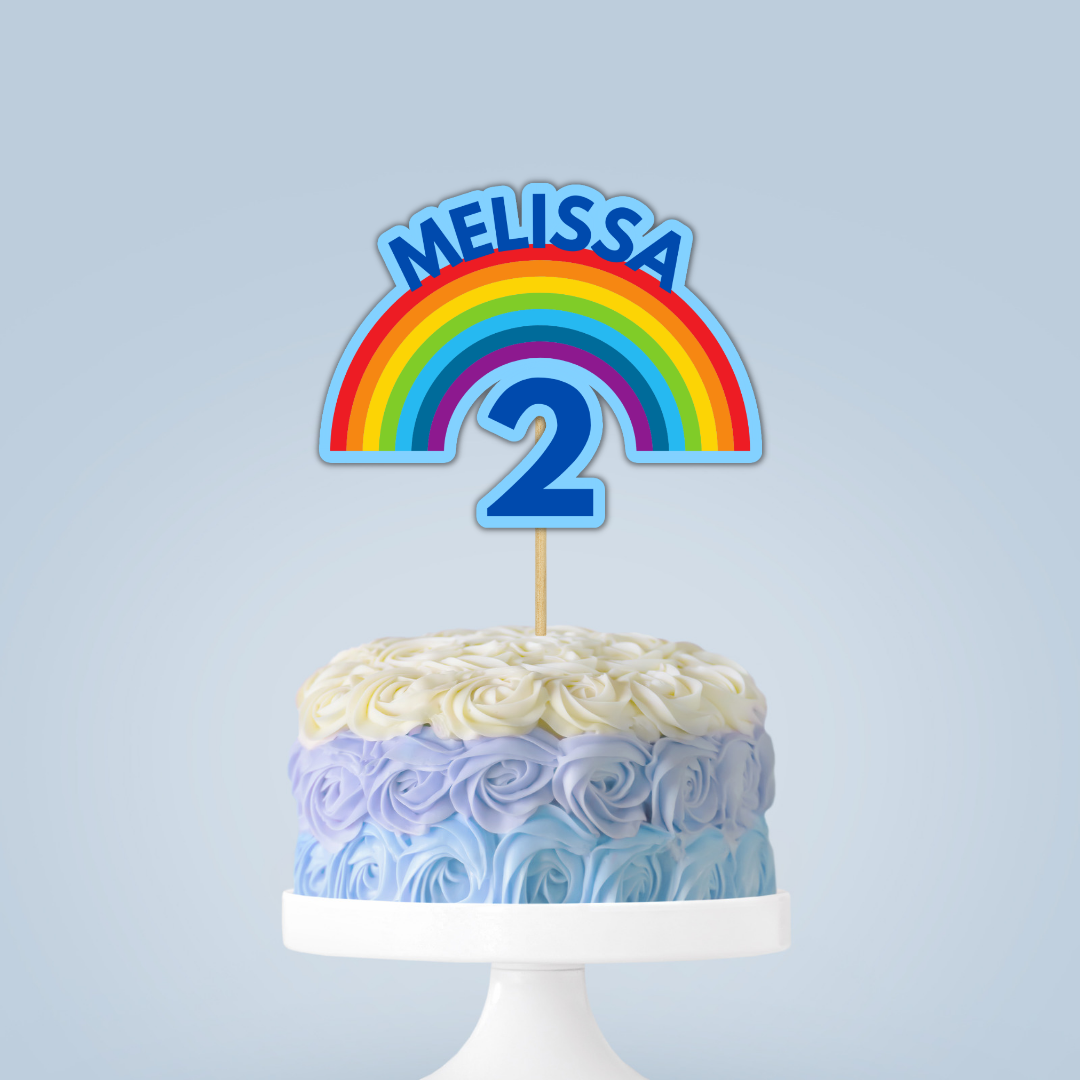 Cake Topper | Personalised Rainbow Cake Topper | Rainbow Party Supplies