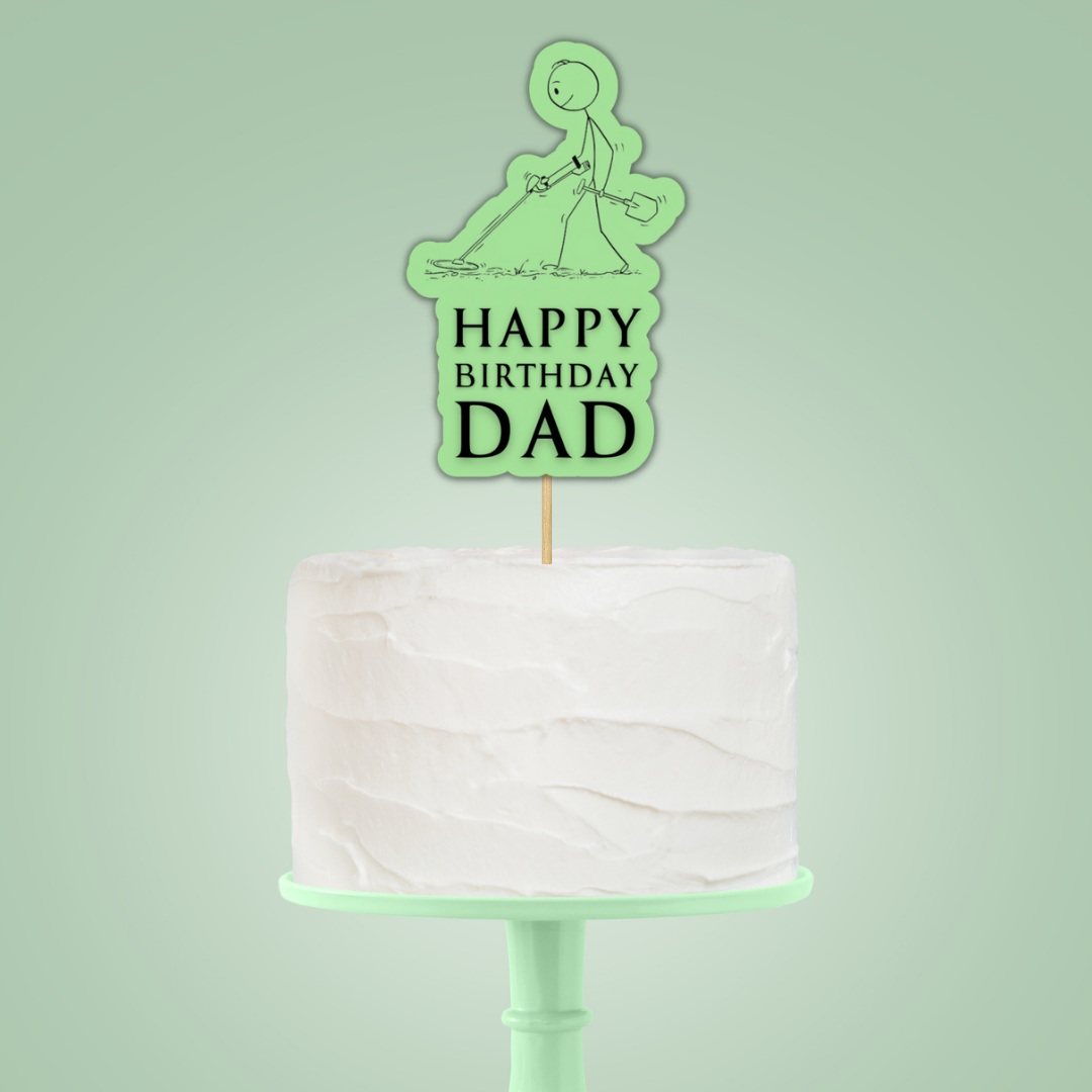 Cake Topper | Personalised Metal Detecting Cake Topper | Metal Detecting Party Supplies