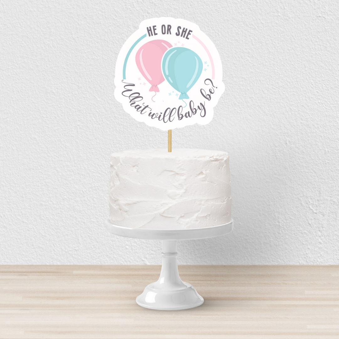 Cake Topper | Baby Shower Cake Topper | He Or She Cake Topper | Baby Shower Party Supplies