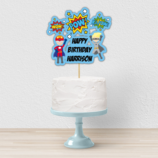Cake Topper | Personalised Superhero Cake Topper | Superhero Party Supplies (Design 1)
