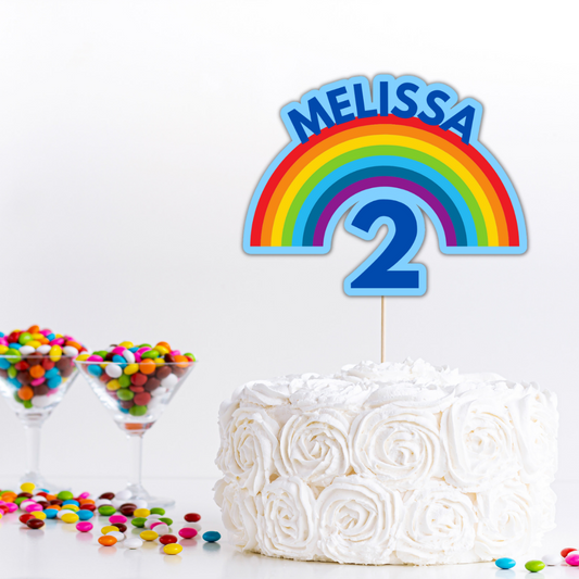Cake Topper | Personalised Rainbow Cake Topper | Rainbow Party Supplies