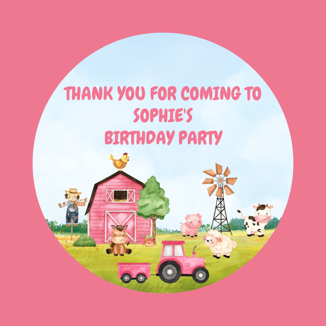 Farm Birthday Party Gift Tags | Farm Theme Birthday | Circle Gift Tags