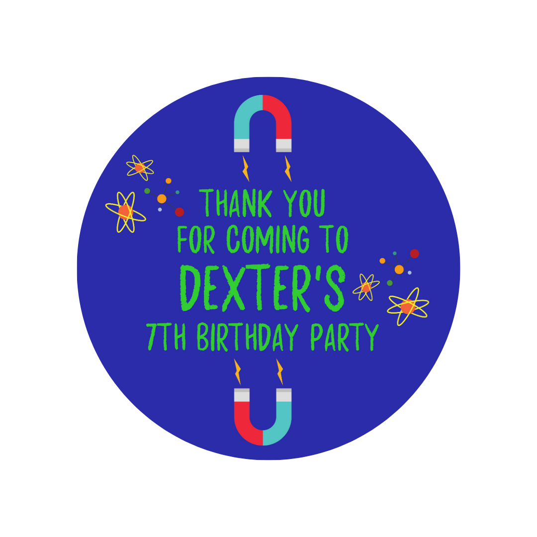 Personalised Science Party Stickers | Circle Stickers | Sticker Sheet | Party Stickers