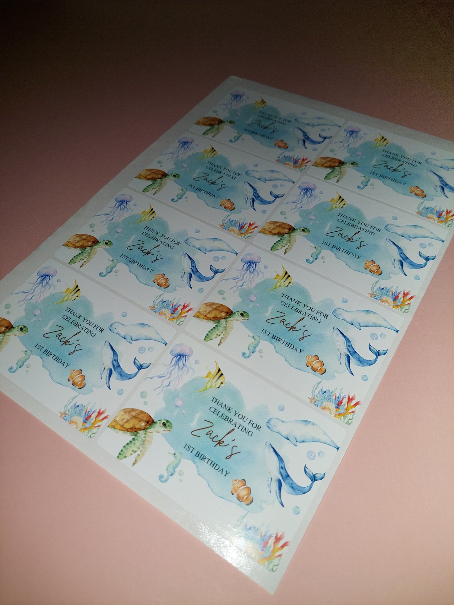 8 x Under The Sea Stickers | Zack's 1st Birthday | SALE ITEM