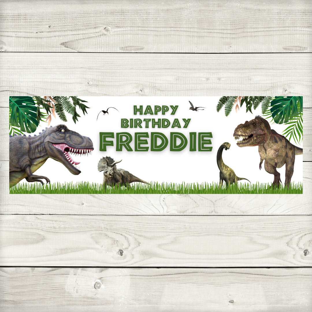 Dinosaur birthday banner discount