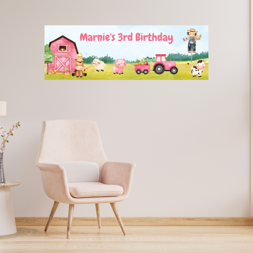 Farm Animal Banner | Personalised Party Banner | Farm Animal Party Theme