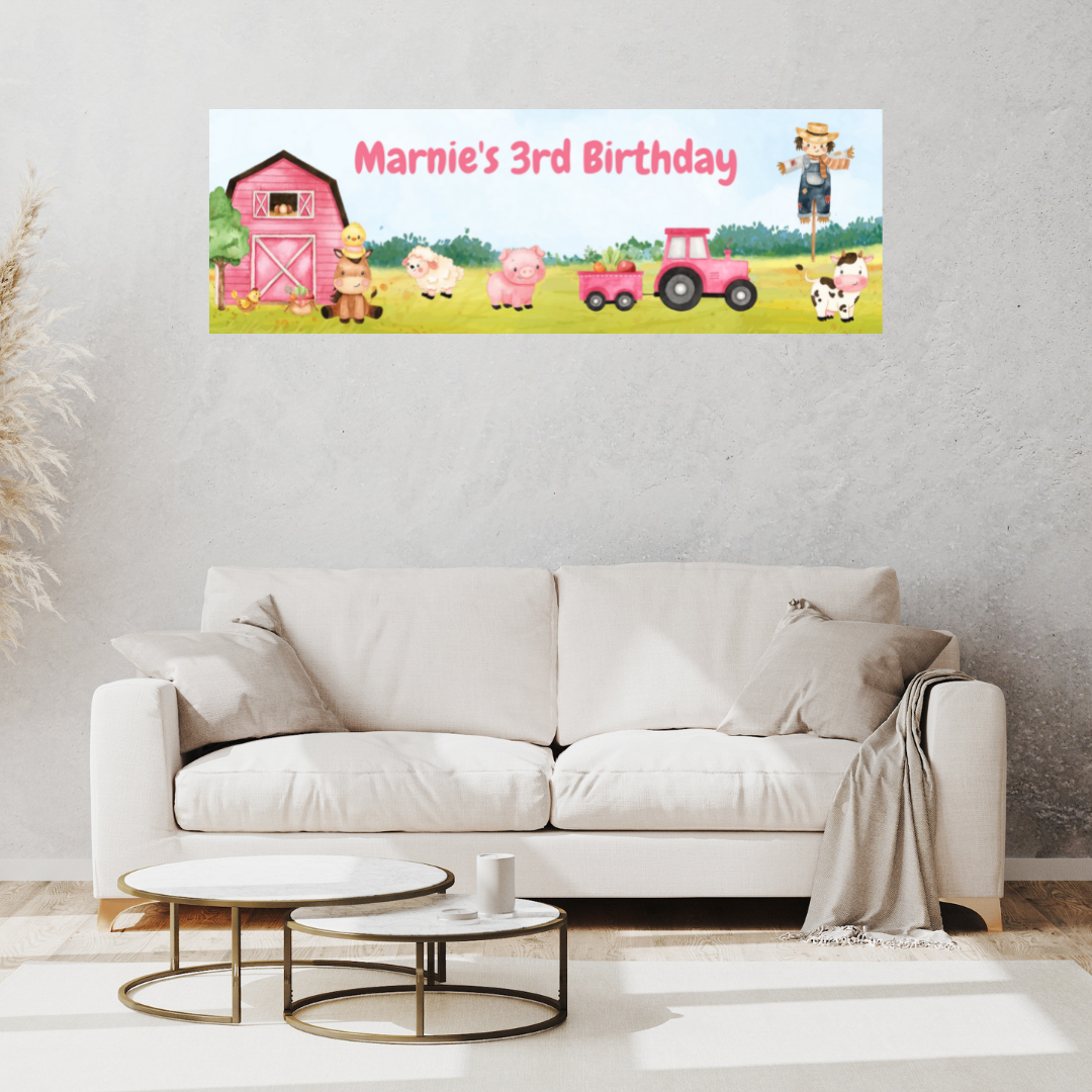 Farm Animal Banner | Personalised Party Banner | Farm Animal Party Theme