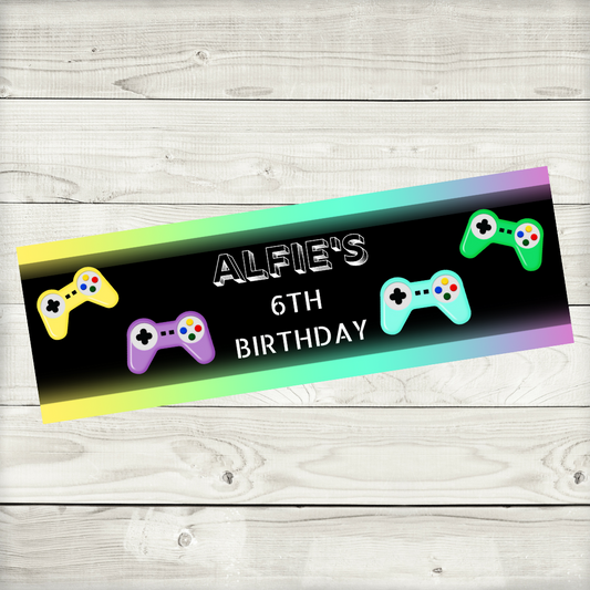 Gaming Banner | Personalised Gaming Birthday Party Banner | Gaming Birthday Party Theme