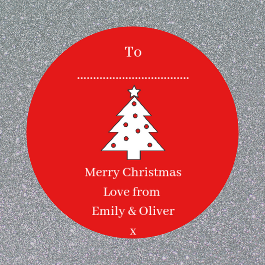 Personalised Red Christmas Tree Stickers | Christmas Labels | Sticker Sheet | Christmas Gift Tags (Design 1)