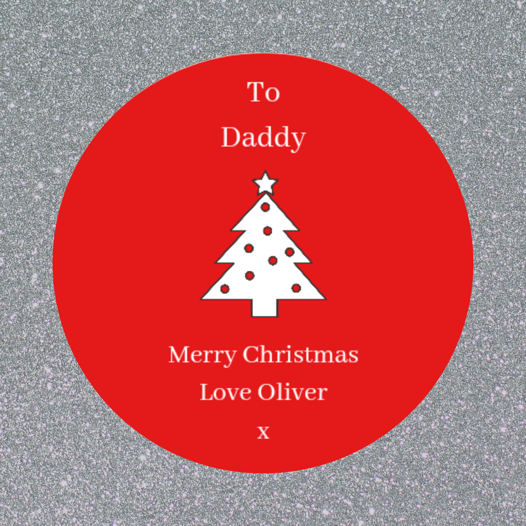 Personalised Red Christmas Tree Stickers | Christmas Labels | Sticker Sheet | Christmas Gift Tags (Design 2)