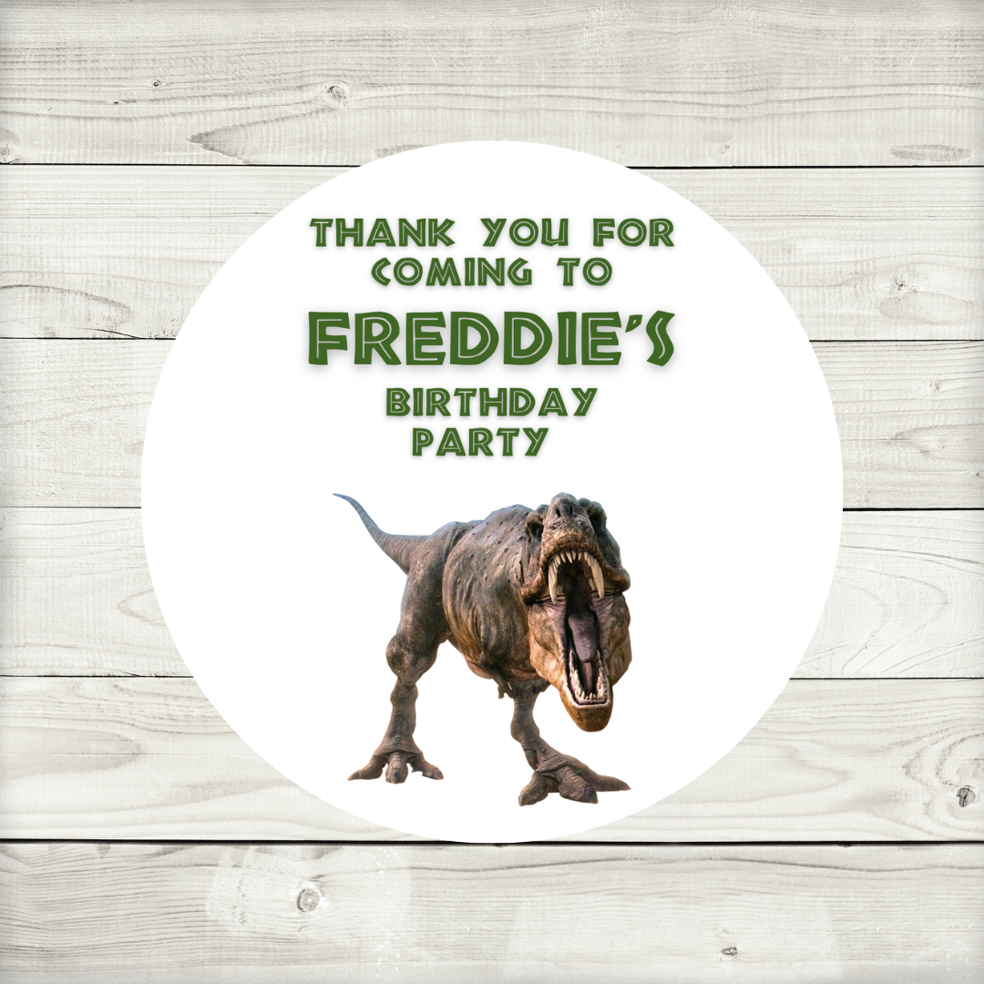 Dinosaur Party Stickers | Circle Stickers | Sticker Sheet | Party Stickers | Dinosaur Party Theme | Design 2