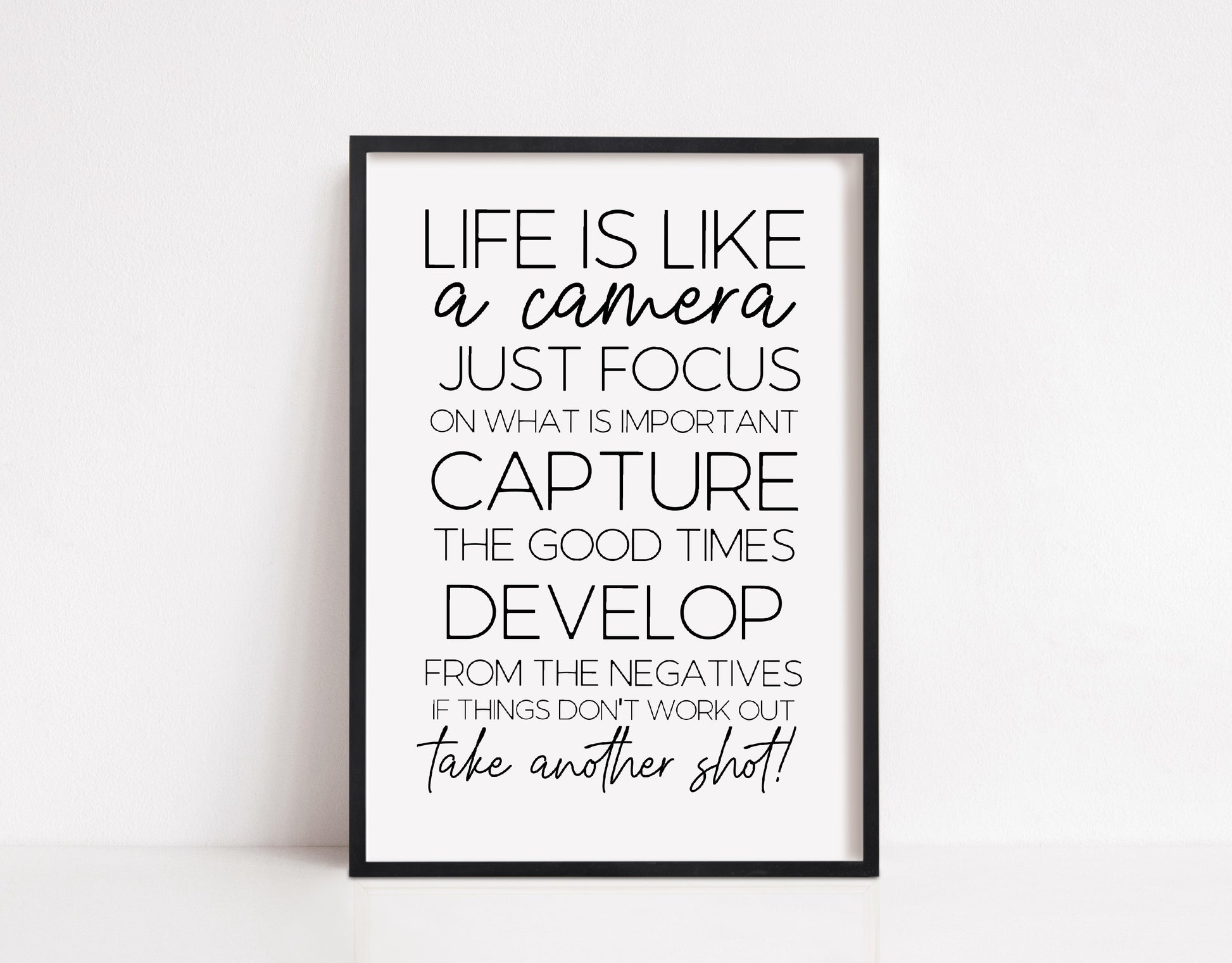 Quote Print | Life Is Like A Camera | Quote Print - Dinky Designs