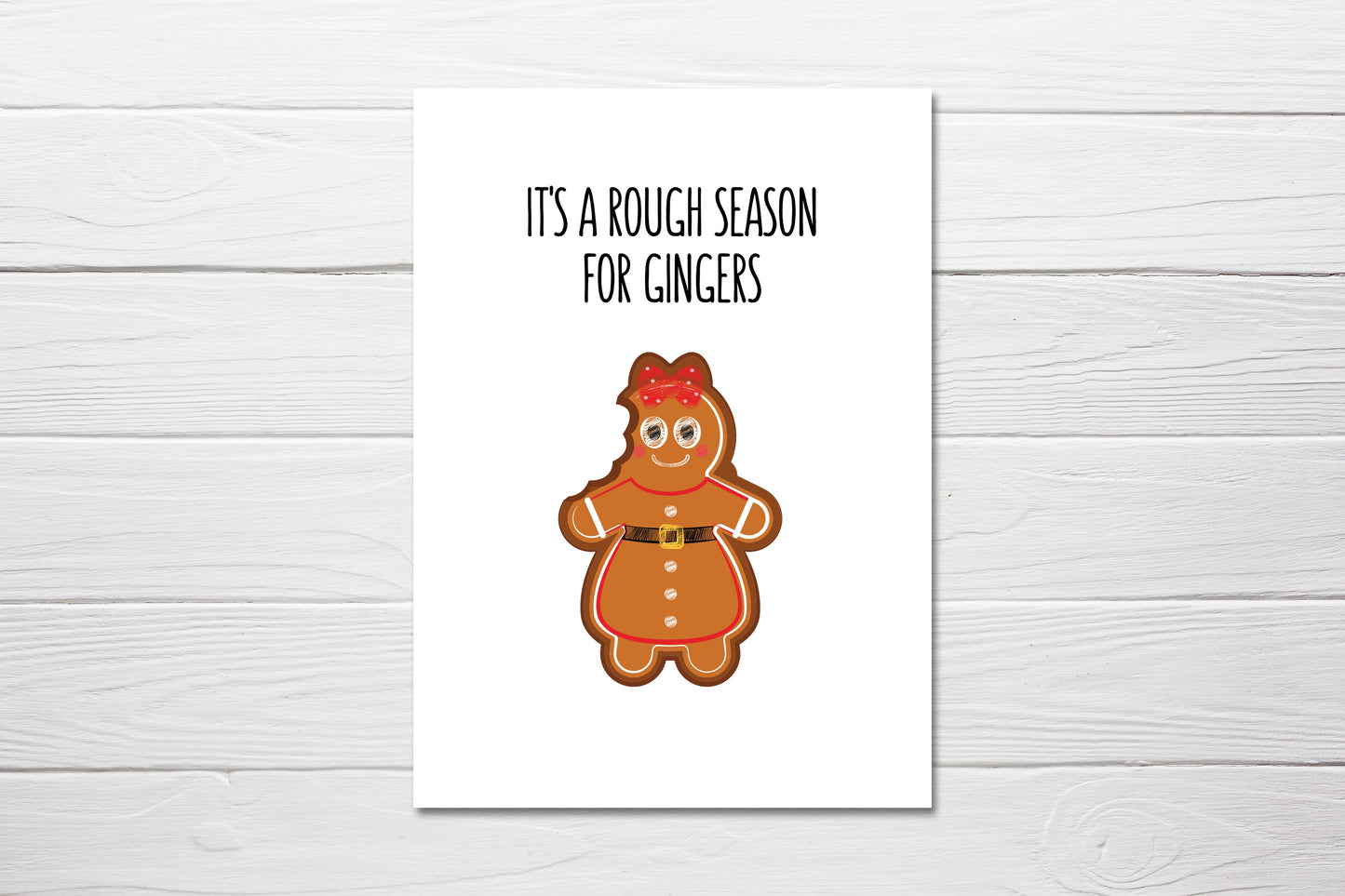 Christmas Card | It's A Rough Season For Gingers | Funny Card | Joke Card - Dinky Designs