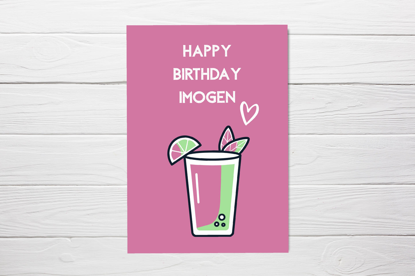 Personalised Pink Birthday Card | Happy Birthday Greetings Card | Card For Her