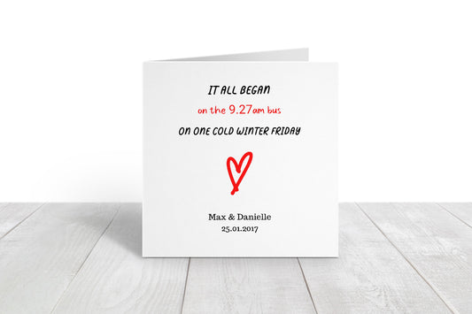 Valentines Card | Anniversary Card | It All Began | Personalised Location Card | Couples Card | Love You Card