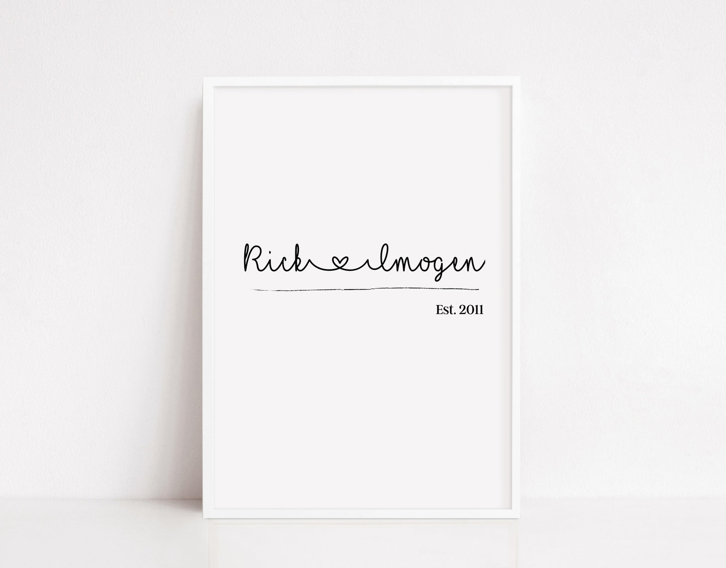 Personalised Simple Name Print | Memorable Date Print | Anniversary Gift | Couples Gift