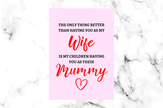 Mothers Day Card | Wife Mummy Card | Cute Card | Happy Mother's Day