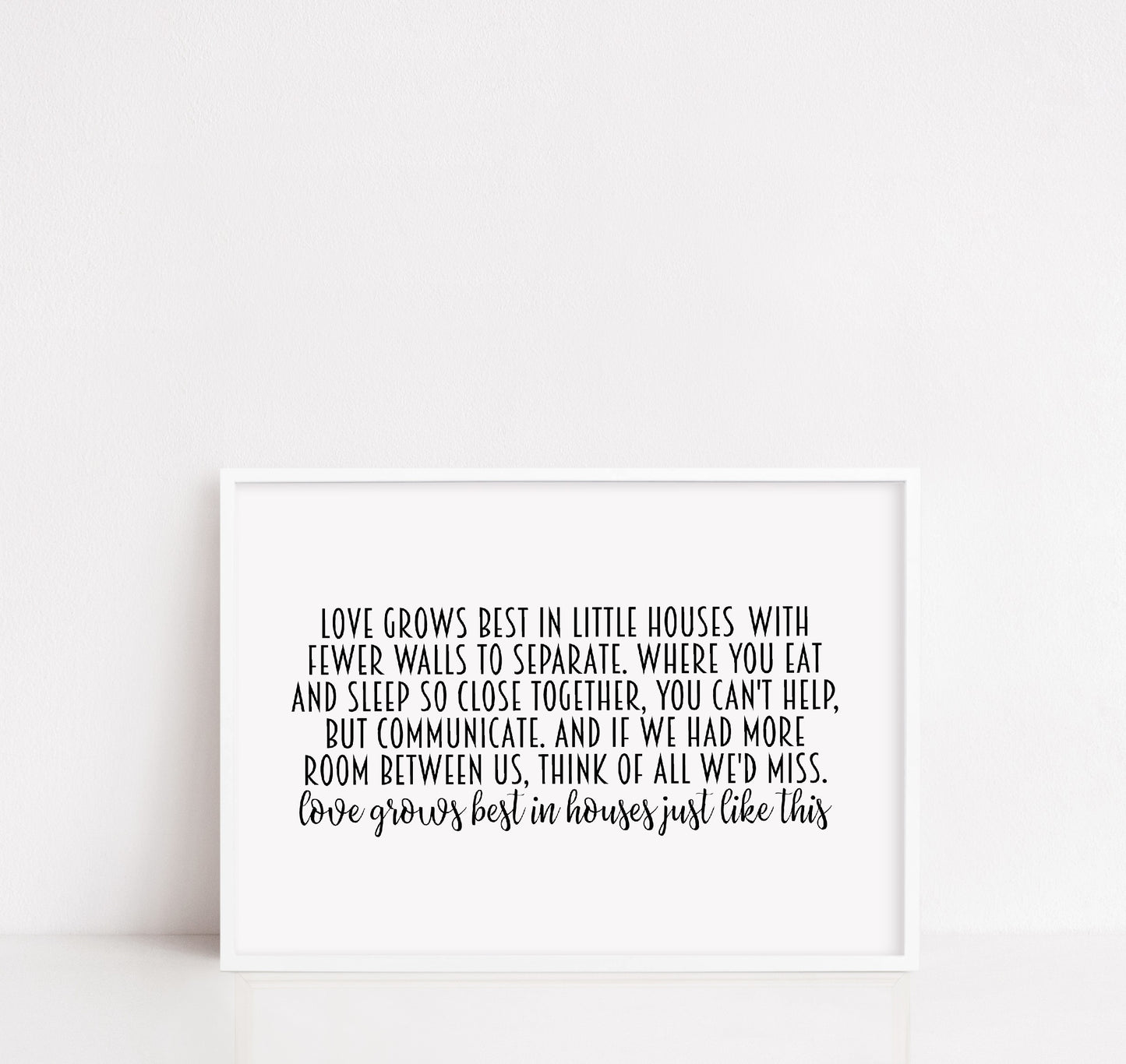 Quote Print | Love Grows Best In Houses Just Like This | Home Print