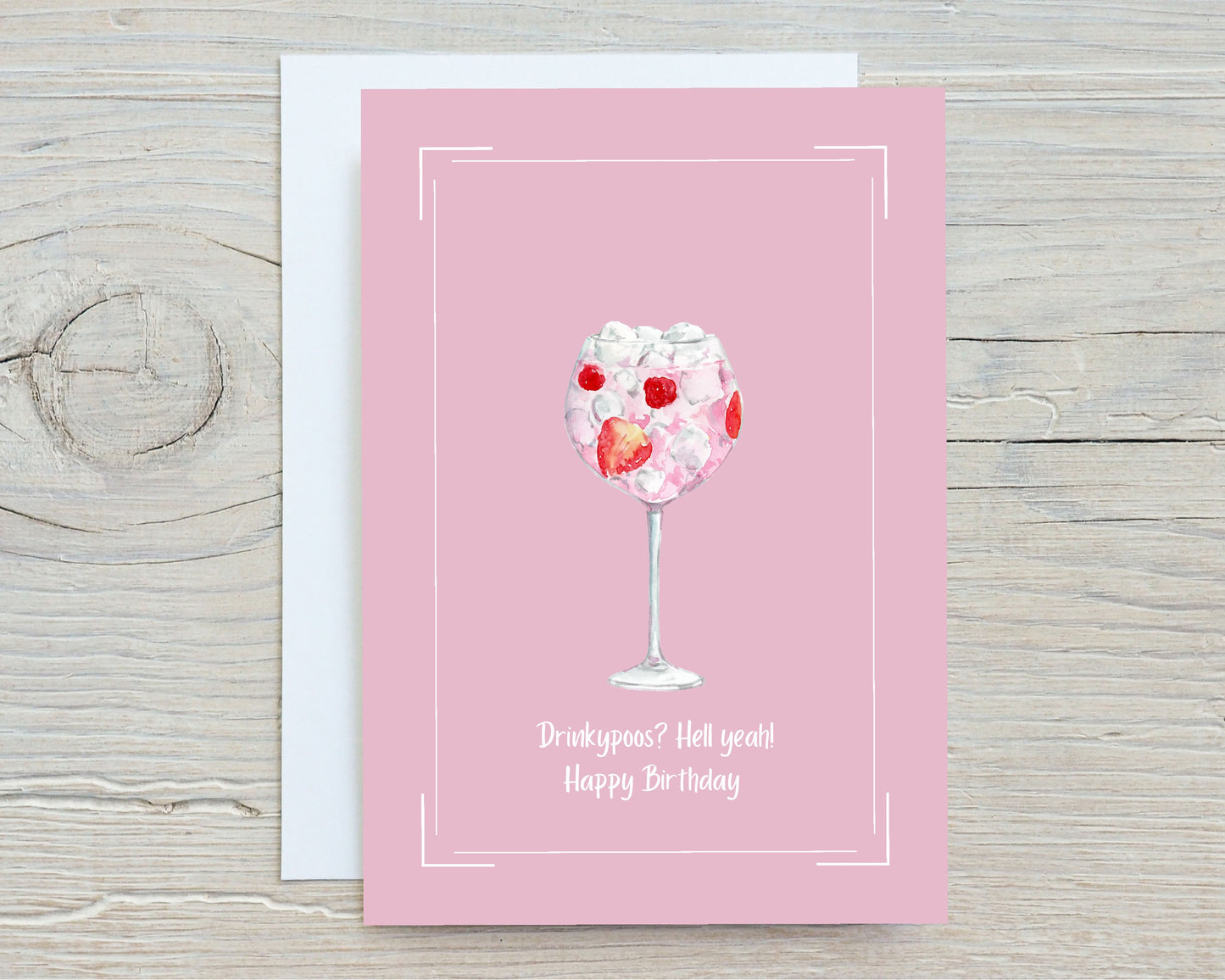 Birthday Card | Happy Birthday Gin Card | Cute Pink Card