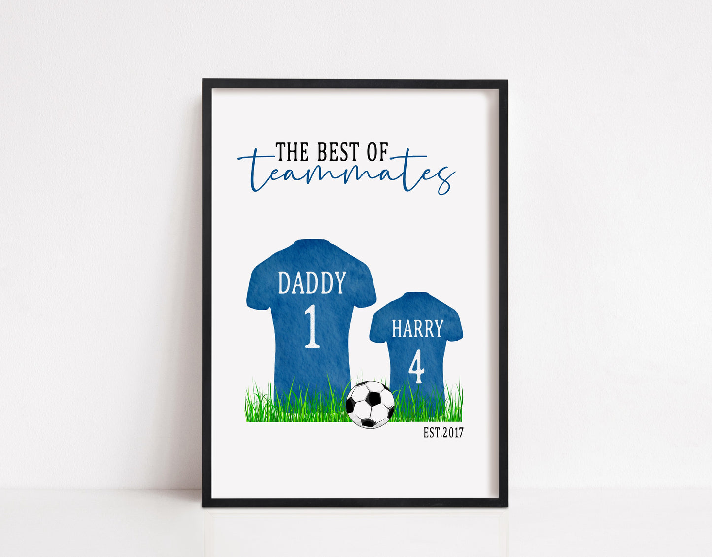 Personalised Daddy Son Print | Football Tshirt | Teammates Print (Design 2) | Daddy Gift | Father's Day Print