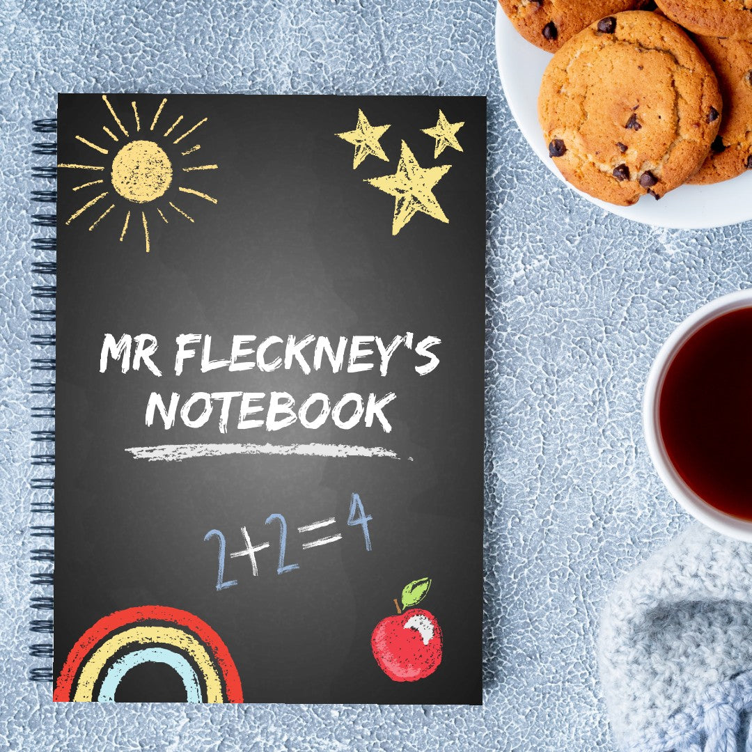 Teacher Notebook | Personalised Teacher Notebook | Chalkboard Design Red