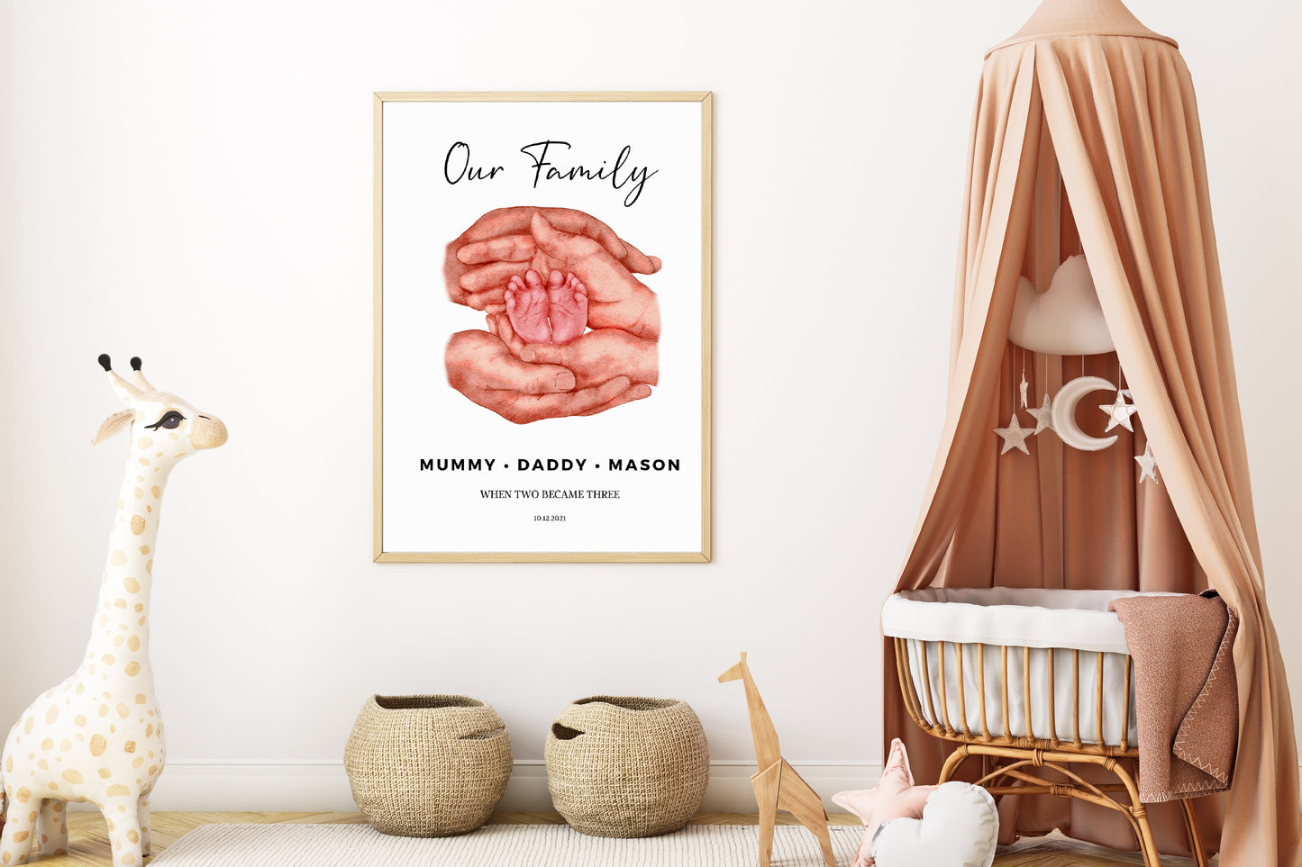 Newborn Baby Print | New Family Print | Personalised Family Print | Baby Feet Print