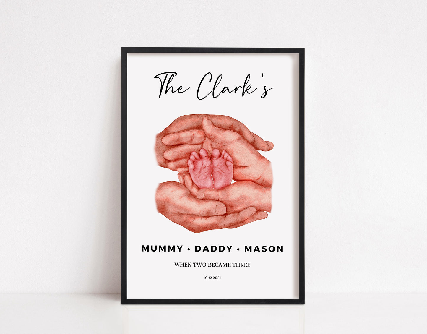 Newborn Baby Print | New Family Print | Personalised Family Print | Baby Feet Print