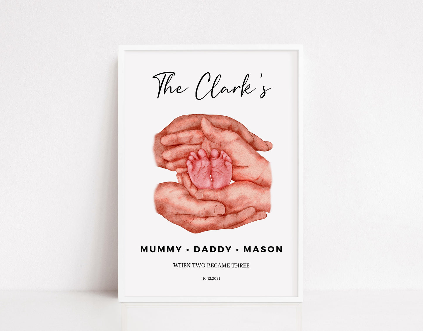 Newborn Baby Print | New Family Print | Personalised Family Print | Baby Feet Print