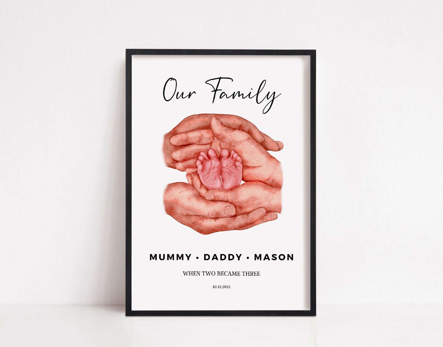 Newborn Baby Print | New Family Print | Personalised Family Print | Baby Feet Print