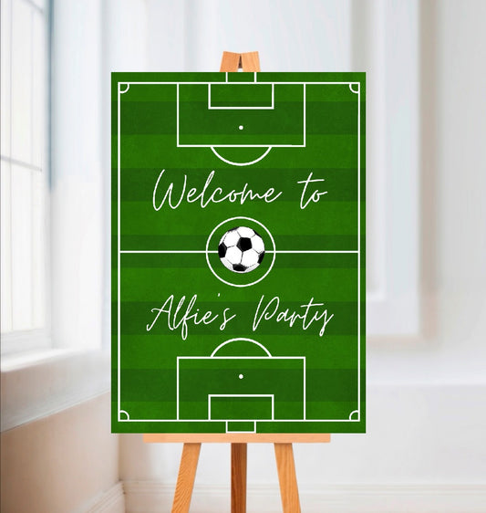 Football Pitch Welcome Board Sign | Personalised Birthday Board | Football Birthday Party Sign | A4, A3, A2