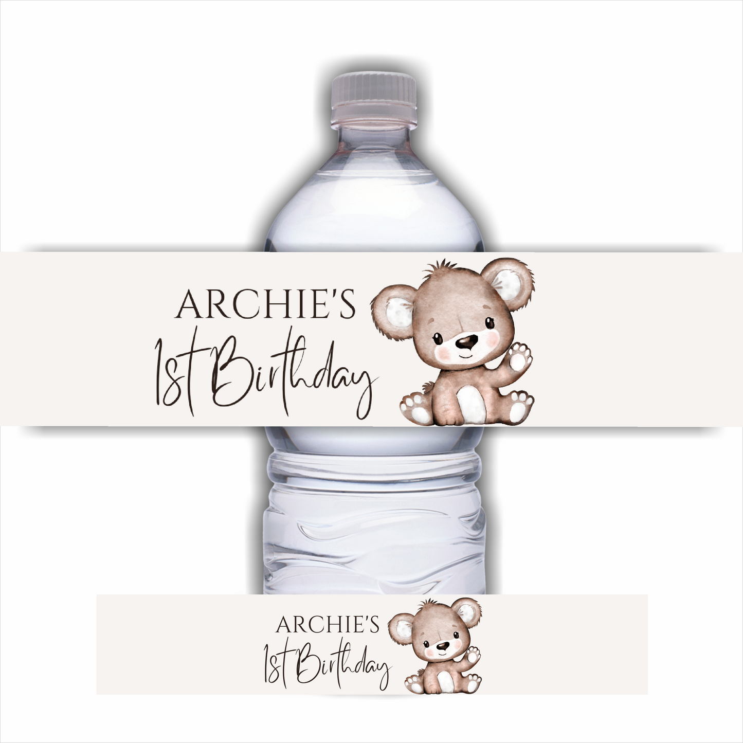 Juice Bottle Labels | Brown Beige Neutral Teddy Bear Labels | Water Bottle Stickers | Teddy Bear Baby Shower, Birthday Party