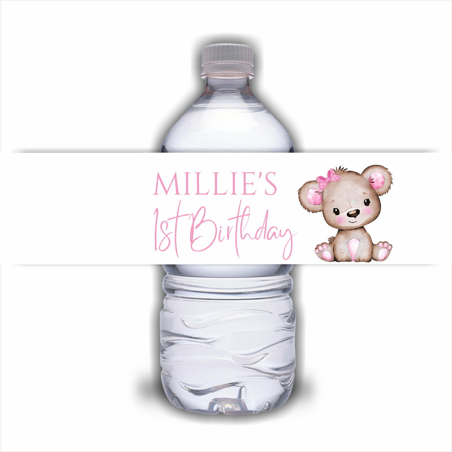 Juice Bottle Labels | Pink Or White Teddy Bear Labels | Water Bottle Stickers | Teddy Bear Baby Shower, Birthday Party