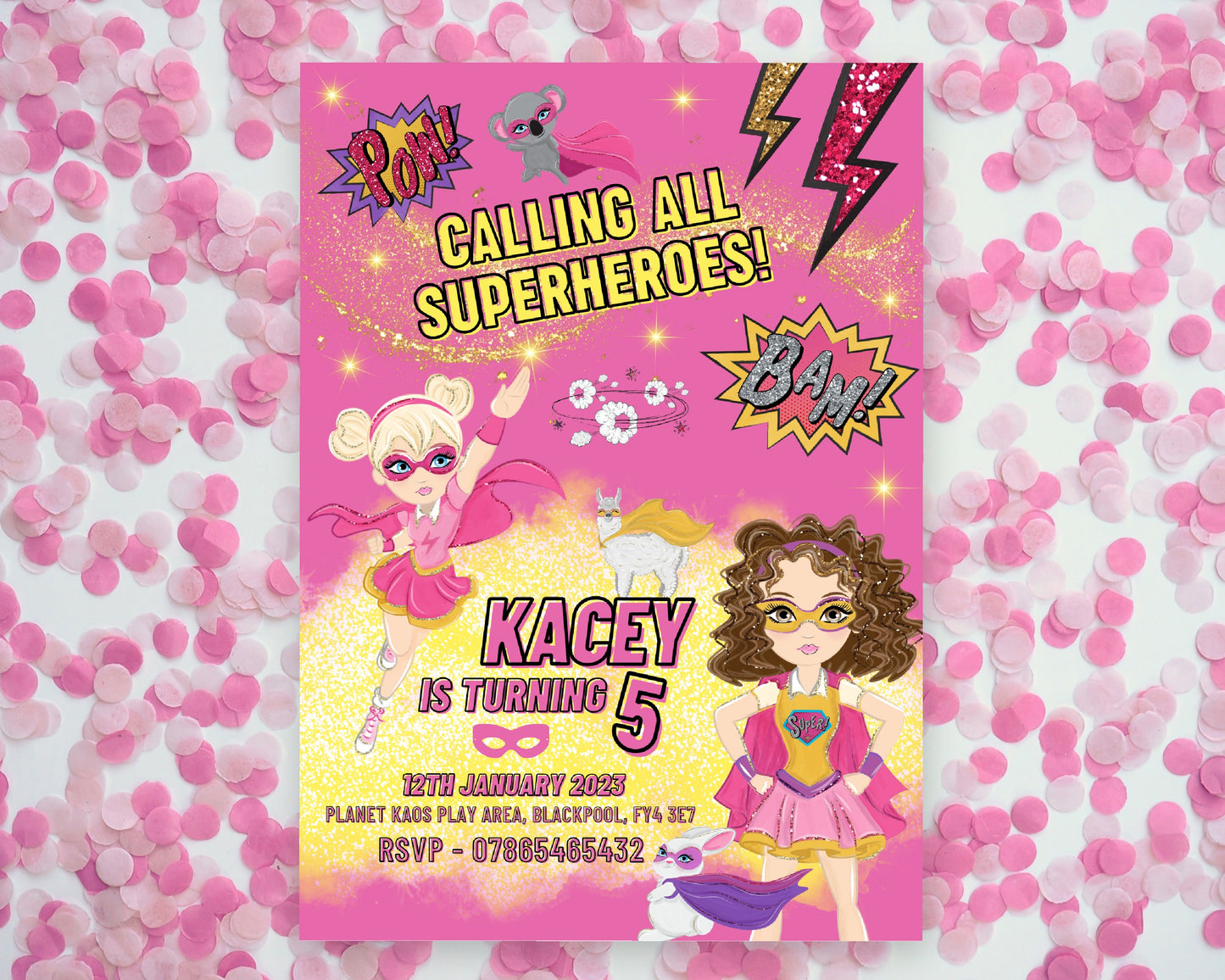 Superhero Supergirl Invitations | A6 Invites | Party Invitations | Superhero Party