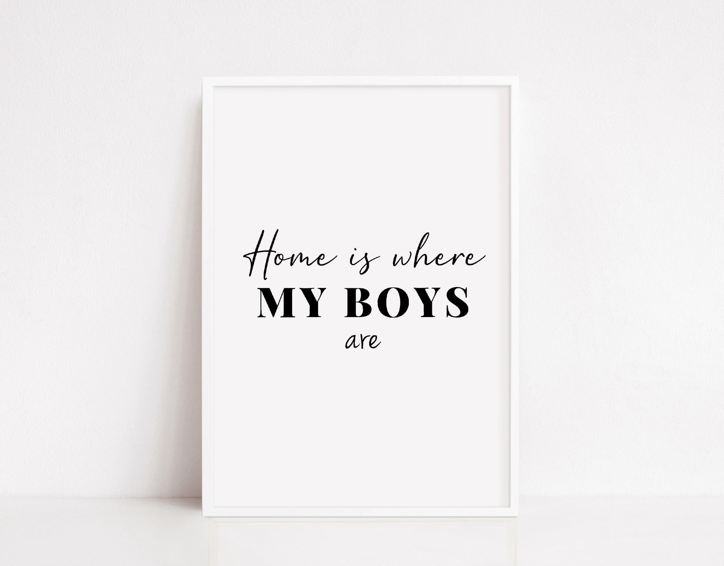 Quote Print | Home Is Where My Boys Are | Family Quote Print