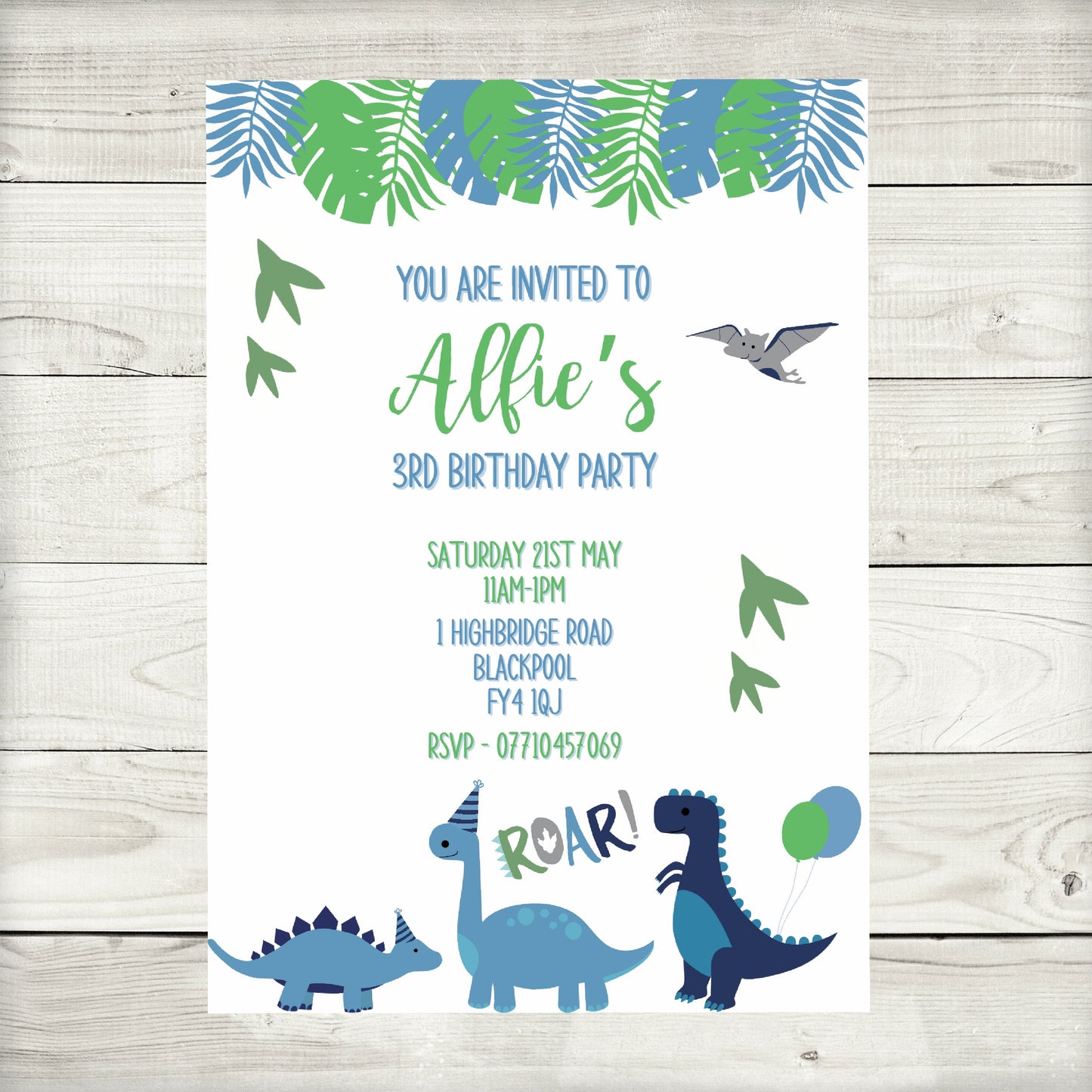 Dinosaur Birthday Invitations | A6 Invites | Dinosaur Theme Invitations | Party Invitations