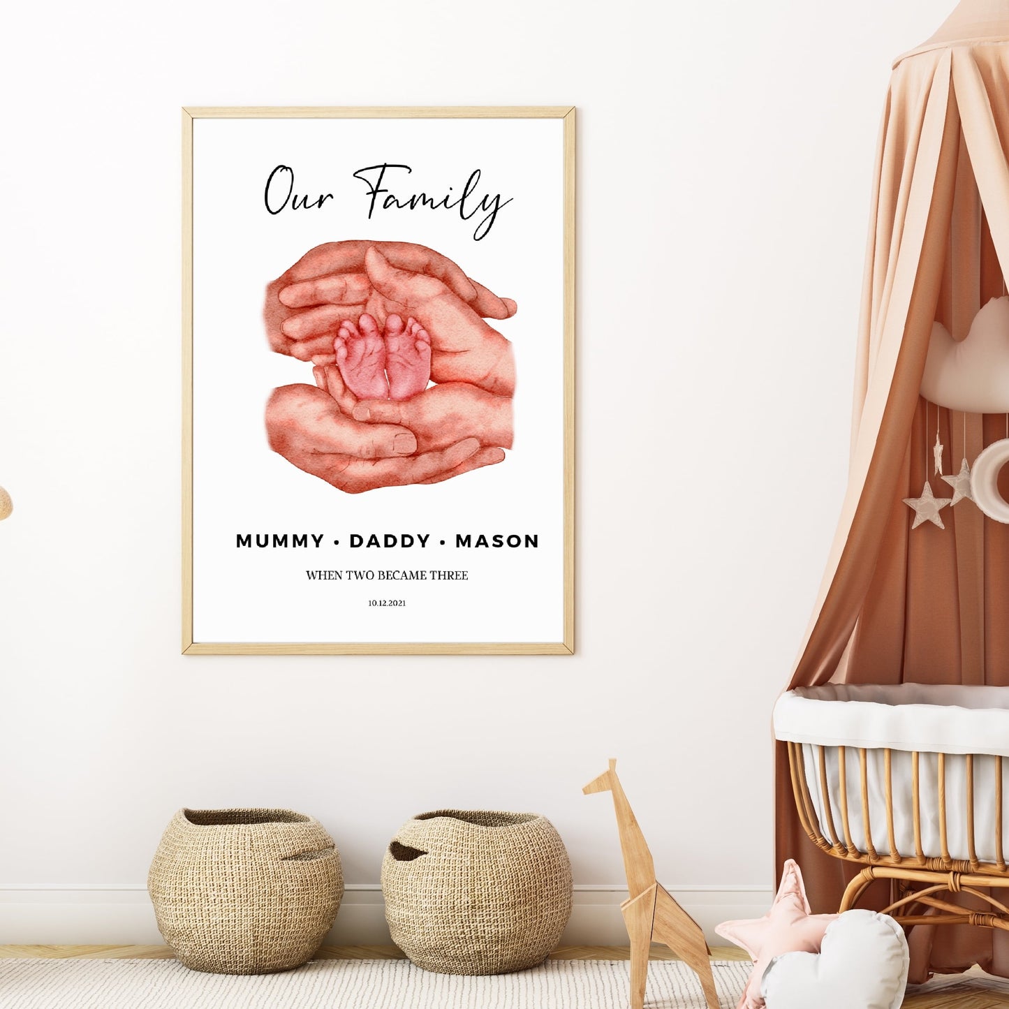Newborn Baby Print | New Family Print | Personalised Family Print | Baby Feet Print