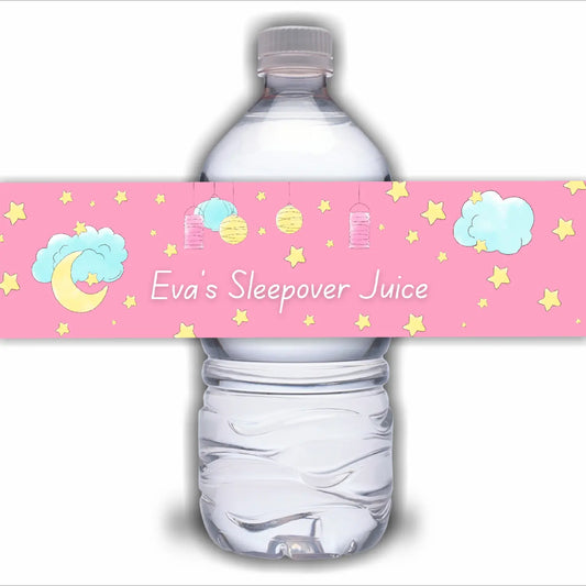 Juice Bottle Labels | Pink Sleepover Labels | Sleepover, Teepee Water Bottle Stickers