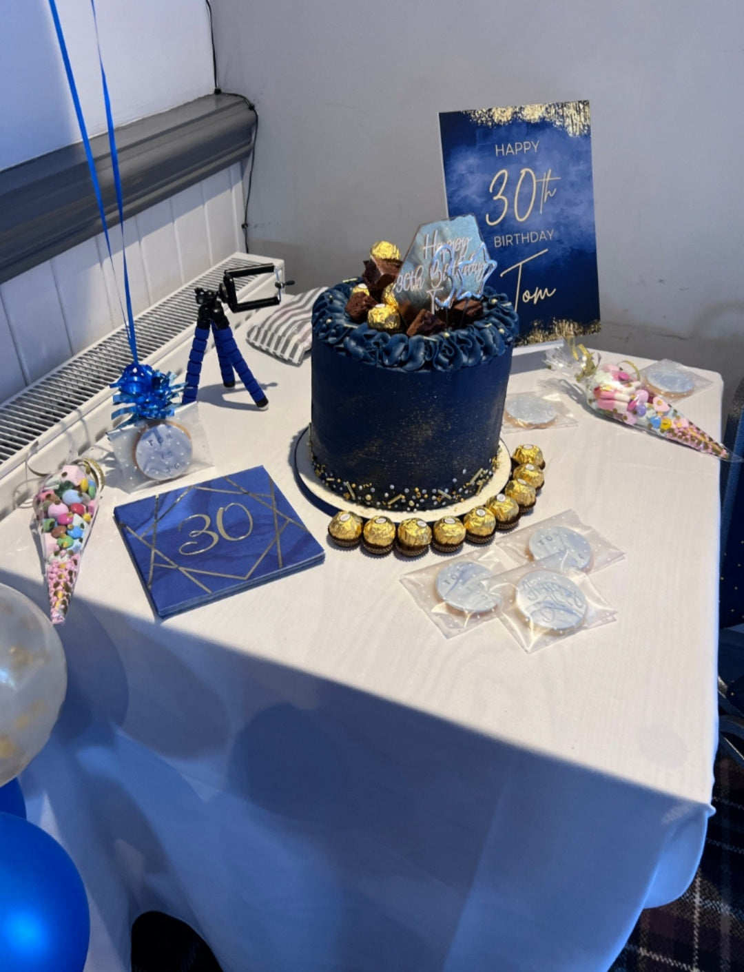 Navy Blue & Gold Welcome Board Sign | Personalised Birthday Board | Birthday Party Sign | A4, A3, A2