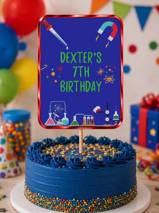 Cake Topper | Personalised Science Cake Topper | Science Party Supplies - Dinky Designs