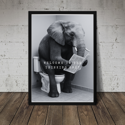 Bathroom Print | Welcome To The Thinking Spot | Elephant Print | Bathroom Decor - Dinky Designs