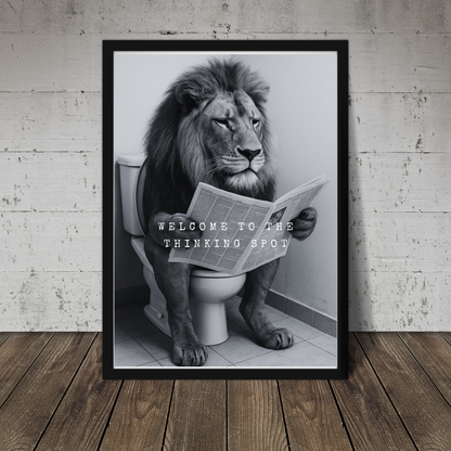 Bathroom Print | Welcome To The Thinking Spot | Lion Print | Bathroom Decor