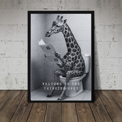 Bathroom Print | Welcome To The Thinking Spot | Giraffe Print | Bathroom Decor - Dinky Designs