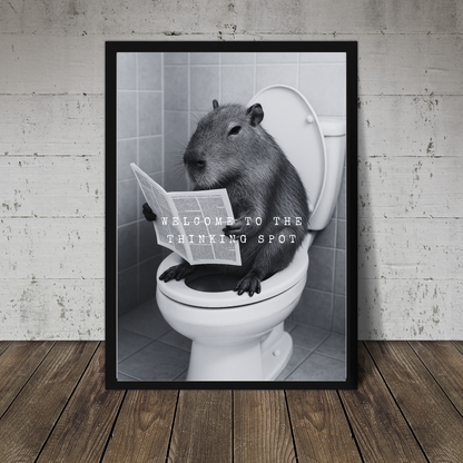 Bathroom Print | Welcome To The Thinking Spot | Capybara Print | Bathroom Decor - Dinky Designs
