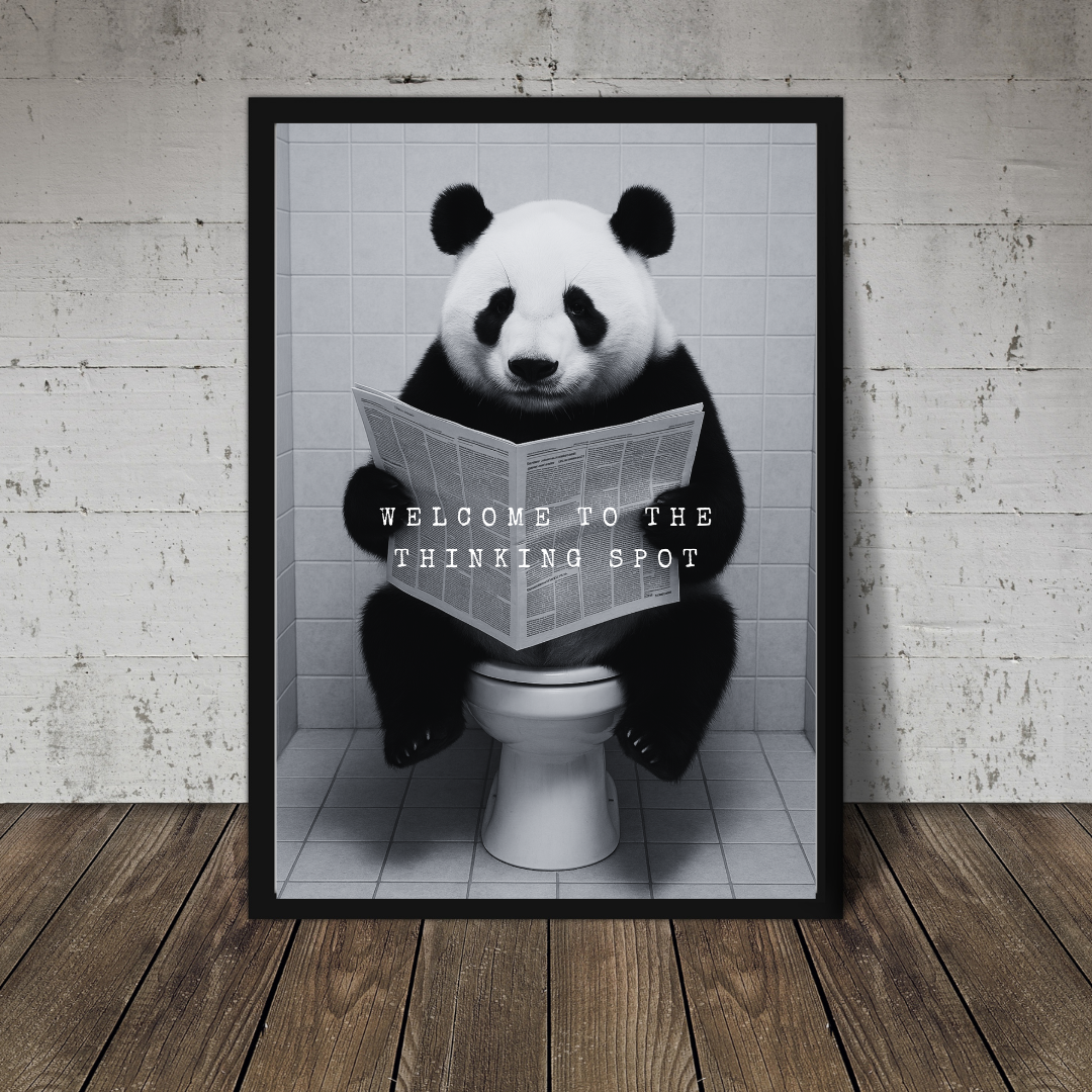 Bathroom Print | Welcome To The Thinking Spot | Panda Print | Bathroom Decor - Dinky Designs
