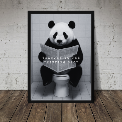 Bathroom Print | Welcome To The Thinking Spot | Panda Print | Bathroom Decor - Dinky Designs