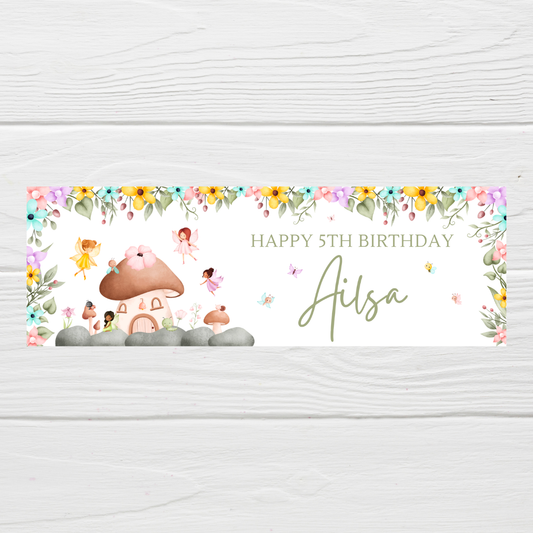 Fairy Photo Banner | Personalised Party Banner | Fairy Theme - Dinky Designs