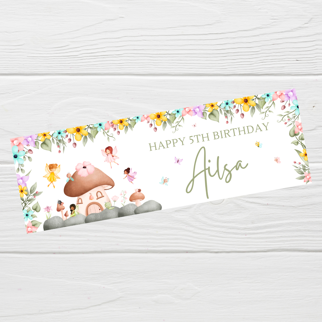 Fairy Photo Banner | Personalised Party Banner | Fairy Theme - Dinky Designs