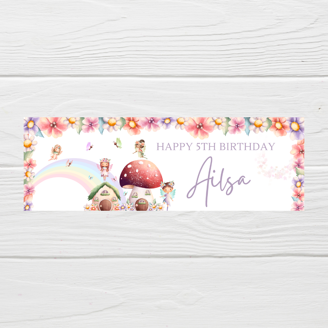 Fairy Photo Banner | Personalised Party Banner | Fairy Theme - Dinky Designs