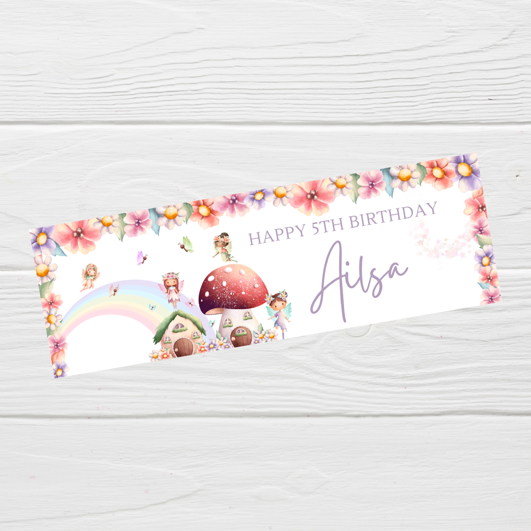 Fairy Photo Banner | Personalised Party Banner | Fairy Theme - Dinky Designs