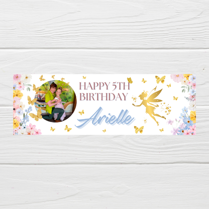 Fairy Photo Banner | Personalised Party Banner | Fairy Theme - Dinky Designs